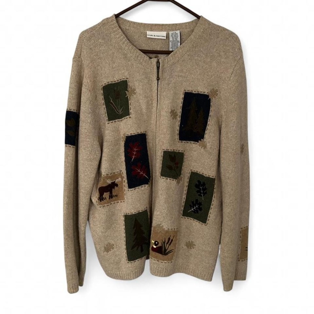 Mens retro oversized knit nature outdoors cardigan by Croft & Borrow size L (L5)